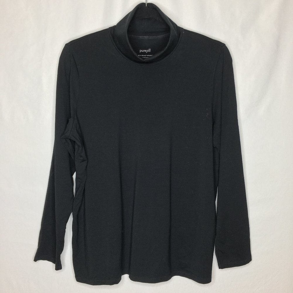 J. Jill pure jill pima cotton relaxed turtleneck black long sleeve size MP AG19 - Picture 1 of 5
